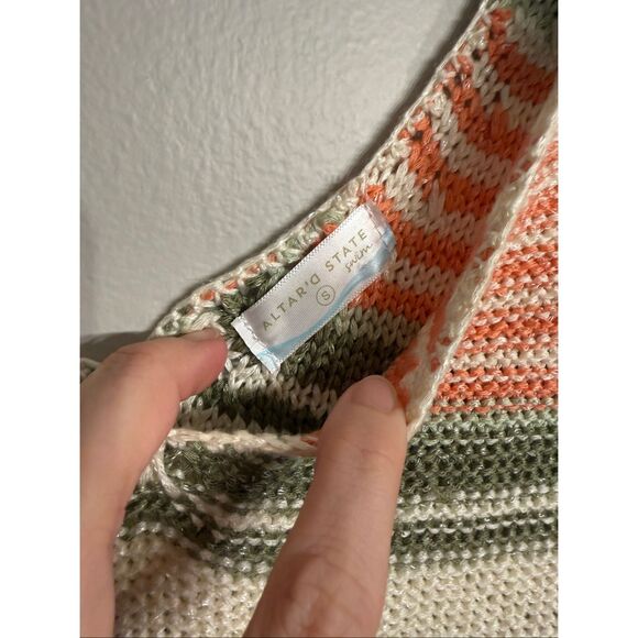 Altar’d State Multicolor Striped Crochet-Knit V Neck Sleeveless Maxi Dress Small - Picture 4 of 4